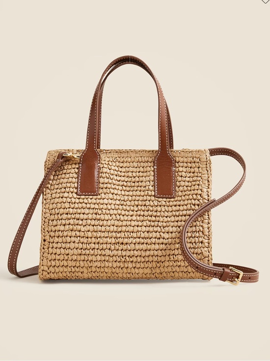 J. Crew Handbags - J. Crew Palma Top-Handle Bag in Handknotted Straw and Leather